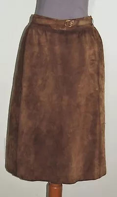 Vintage 1970's Gucci Brown Suede Skirt W Belt IT Sz 42 W-  28 1/2 • $127.38