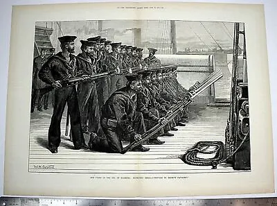 1878 Woodblock Print  Our Fleet In The Sea Of Marmora: Musketry Drill  Overend • $46.61