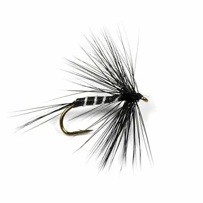 10PCS #10 Black Zebra Mosquito Fly Trout Fishing Dry Flies Fly Fishing Bait Lure • $12.61