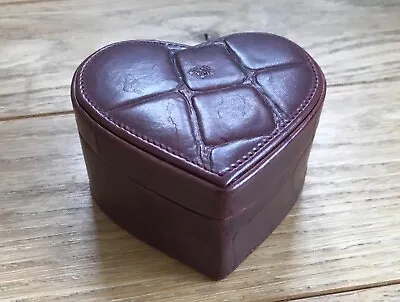 Mulberry Jewellery Box Burgundy Leather Heart Valentine Wedding Engagement • £74.99