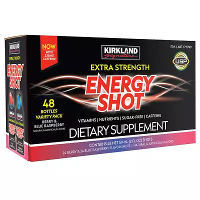 ✳️Kirkland Signature Extra Strength Energy Shot 48 Bottles 2 Oz Each Fresh!✳️ • $47.88