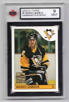 1X MARIO LEMIEUX 2000 01 Topps #1 Commorative Reprint RC Rookie 1985 KSA 9 MINT • $79.99