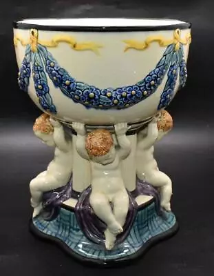 Superb Large Antique German Karlsruhe Majolica Putti Centerpiece Circa 1910 • $1.52