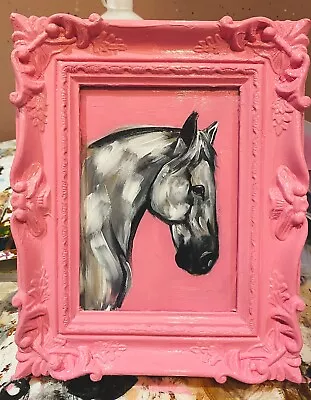 Horse Portrait Painting Sculpture Handpainted Artwork In Vintage Style Frame • £20
