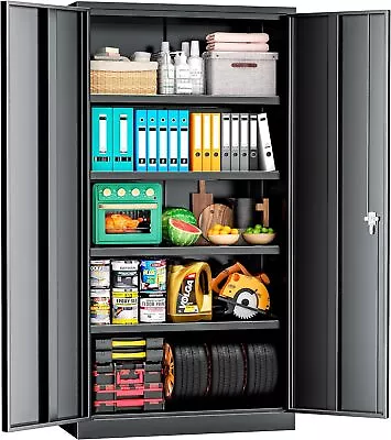 Garage Metal Storage Cabinet-72''Tall Tool Cabinets With Lockable Doors • $160.98