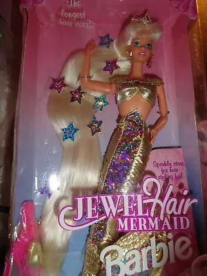 Jewel Hair Mermaid Barbie Mint Doll NRFB Mattel Longest Hair Ever Collectors NIB • $49