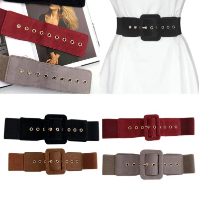 Women's Suede Soft Belt Elastic Waist Wide For Dress Fannel Coat Waistband • £3.89