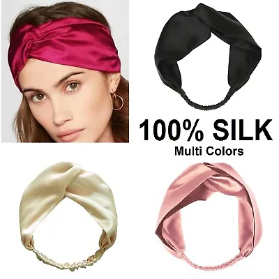 100% Mulberry Silk Headband Twist Head Wrap Turban Hair Band • $19.99