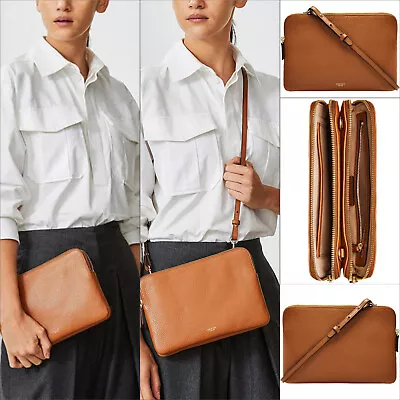 $229.95 • Buy OROTON Large Double Clutch Avalon Crossbody Bag Leather Cognac NWT Dustbag