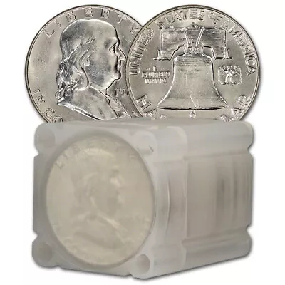 90% Silver Franklin Half Dollars Brilliant Uncirculated - Roll Of 20 - $10 Face • $323