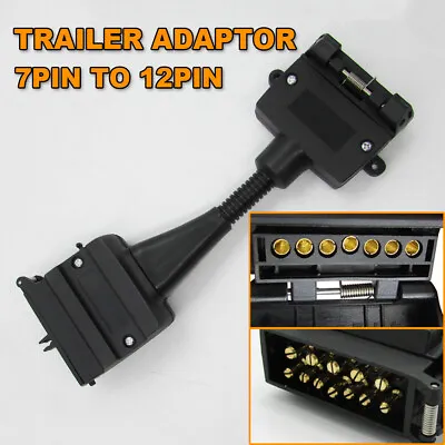 $17.05 • Buy 7 Pin Flat Female Socket To 12 Pin Male Plug Trailer Adaptor Caravan Connector