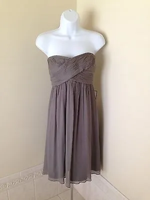J CREW Taryn Dress In Silk Chiffon Graphite Gray Size 12 Strapless NWT • $36.95