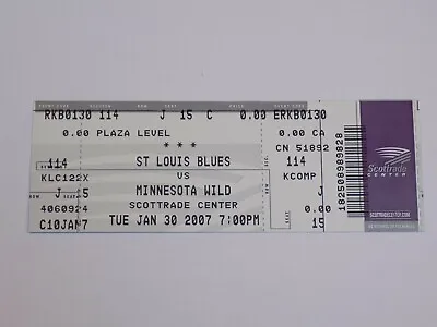 St Louis Blues Minnesota Wild Hockey Saint NHL Ticket Stub Old January 30 2007 • $9.99