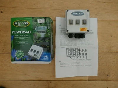 £33 • Buy BLAGDON POWERSAFE Triple Outlet Box - Safe Pondside Electrics New In Box 3x 756W