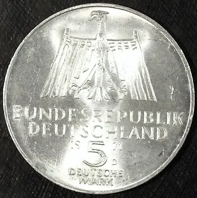 1971  D  Silver German 5 Deutsche Mark  ☆☆ Uncirculated Commemorative ☆☆ 506 • $12.89
