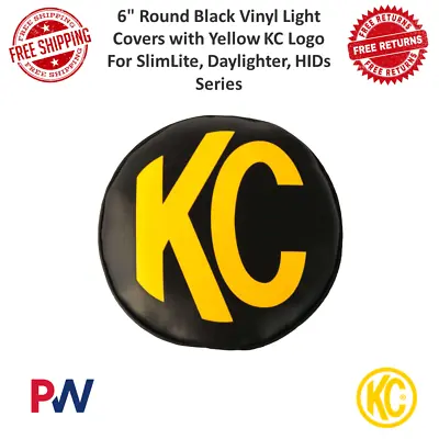 KC HiLiTES 6  Round Vinyl Light Covers W/ Yellow KC Logo For SlimLite Daylighter • $61.46