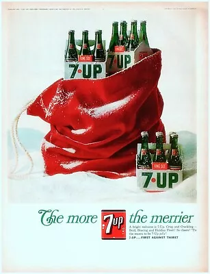 1966 7UP Vintage Print Ad Christmas The More The Merrier Santa Sack King Size  • $11.24