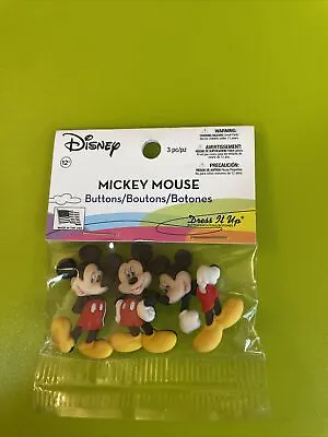 NEW Disney Sewing Crafts 3x  Buttons Dress It Up 3D Novelty Mickey Mouse • $3.79