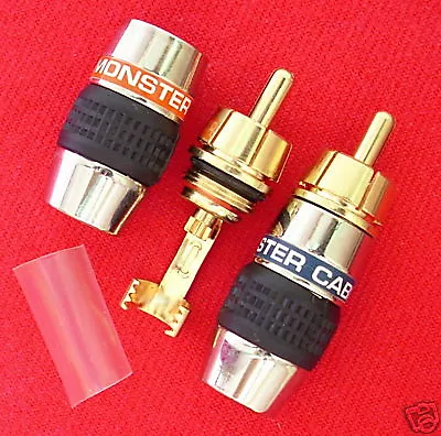 8 MONSTER RCA Plug Audio Cable Male Connector Adapter 038584 USA • $24.99