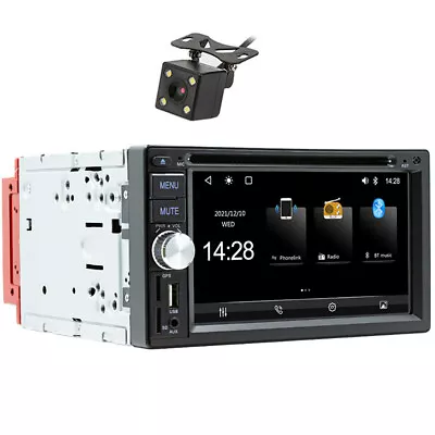 Double DIN Car Stereo Radio Bluetooth Carplay Android MP5 Player LED Rear Camera • $135.80