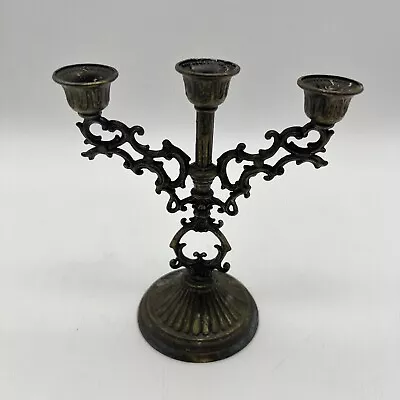 Vintage Triple Arm Brass Candelabra 5'' Made In Italy Small Candles • $36