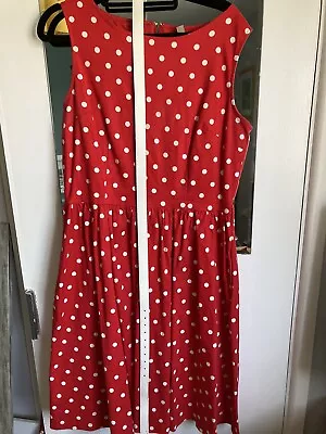 Audrey Dress Red Polka Dot Dress By Lindy Bop Size 14 • £14.99