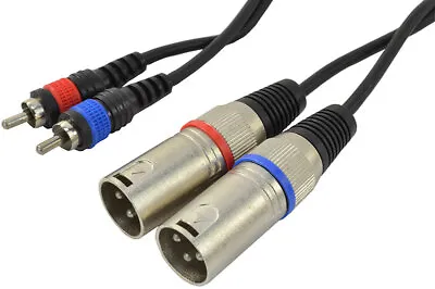 Phono RCA To XLR Male Stereo Leads – Patch Cable 1.5m Or 3m • £7.95