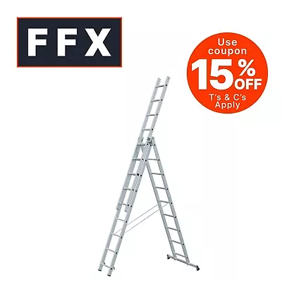 Zarges 48982 Light Trade Combination Ladder 3 Part 3 X 9 Rungs A Frame  • £214.95