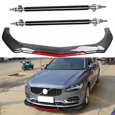 Front Bumper Lip Spoiler Splitter Body Kits Strut Rod For Volvo S40 S60 S80 • $79.99