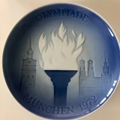 B&G Copenhagen Blue & White Porcelain Denmark OLYMPIC GAMES Munich 1972 Plate • $14.99