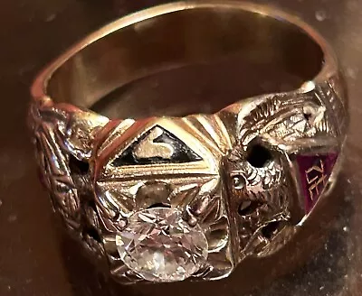 MENS DIAMOND 10k Gold FREE MASON Masonic Ring 32ND DEGREE 11.5 11.75 GIS1 • $2100