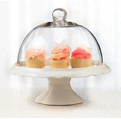 Brilliant - Bianco Elegant Pedestal Cake Plate And Dome 25cm • £29.95