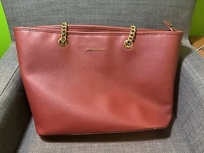  Michael Kors Jet Set Travel Chain Top Zip Multi Function Tote Bag Brick  • $25