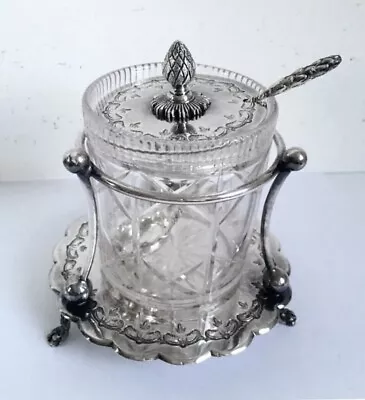 Sheffield Antique Silver Plated Glass Caviar Pot / Mustard Pot • $56.85
