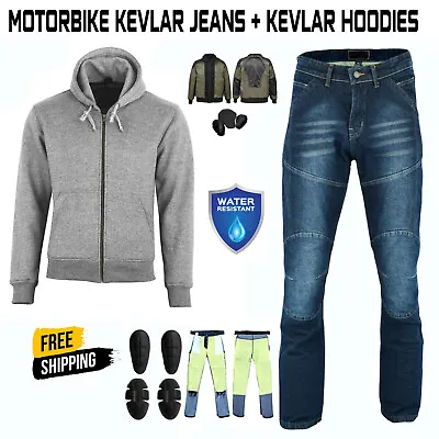 Motorcycle Racing Suit Motorbike Riding Denim Jeans With Hoodie Made With Kevlar • $109.40