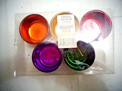 Set Of Five Glass Coloured Tea Lights. • £2.99