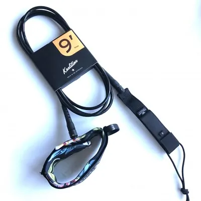 Koalition 9ft Waikiki Longboard Knee Leash Black NEW Surfboard • £30.95