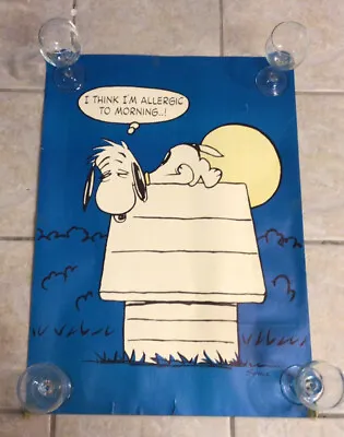 Vtg 1958 Poster Peanuts Schulz Charlie Brown I Think I’m Allergic Morning Snoopy • $445.50