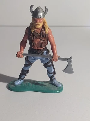 £10 • Buy Timpo Viking/norsemen Holding Long Handle Axe Blue Pants-1970's