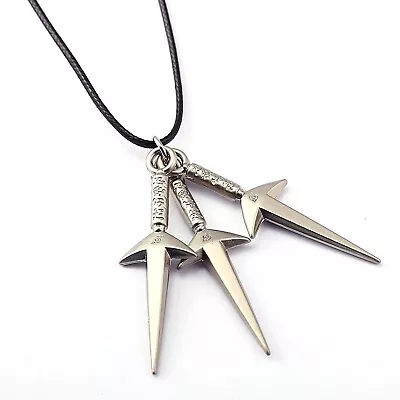 Anime Naruto Sasuke Uchiha Akatsuki Triple Kunai Pendant Chain Necklace  - UK • £9.99