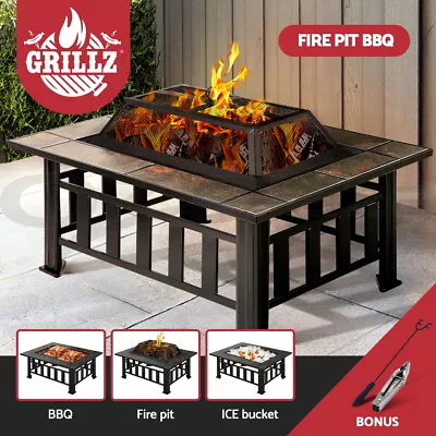 Fire Pit BBQ Grill Stove Table Ice Pits Patio Fireplace Heater 3 IN 1 • $139.95