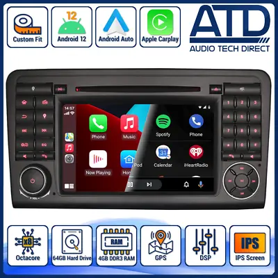 Android Auto Radio For Mercedes ML M-Class GL W164 CarPlay Sat Nav GPS Head Unit • £349.99