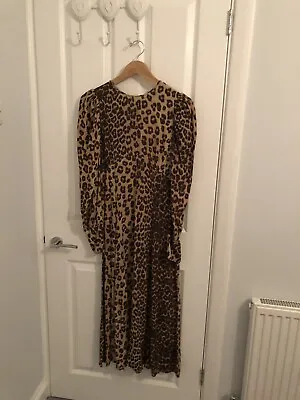 Zara Leopard Print Puff Sleeve Maxi Dress Size M • £24