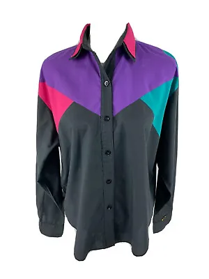 H Bar C Martha Josey Ranchwear Western Colorblock Blouse Shirt 14/38 Juliet USA • $58.40