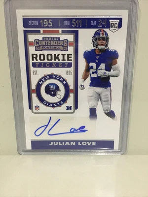 $4 • Buy 2019 Contenders Rookie Ticket Auto #220 Julian Love Notre Dame NY Giants