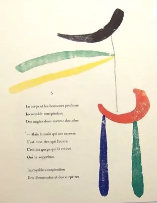 JOAN MIRO Mounted Vintage Woodcut Repro Print 16 X 12  1958 Paul Eluard TE17 • $37.83