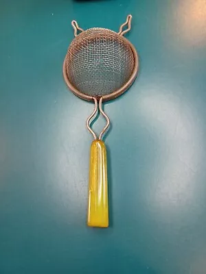 Vintage Wire Handheld Strainer With Green Bakelite Handle Small  • $12