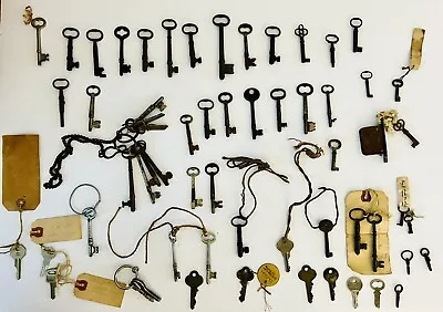 HUGE Lot Of Antique Skeleton Keys Clock Keys Tiny Lock Keys • $70
