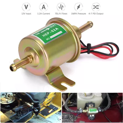 $10.90 • Buy Inline Fuel Pump HEP-02A 12v Electric Transfer Low Pressure Gas Diesel Fuel Pump