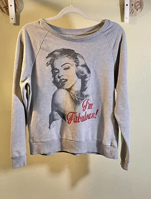 Red Carpet Noir Marilyn Monroe Sweatshirt “I’m Fabulous” Gray Red Glitzy Jr XL • $16.90